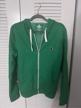 Express Green Zip-Up Hoodie Jacket